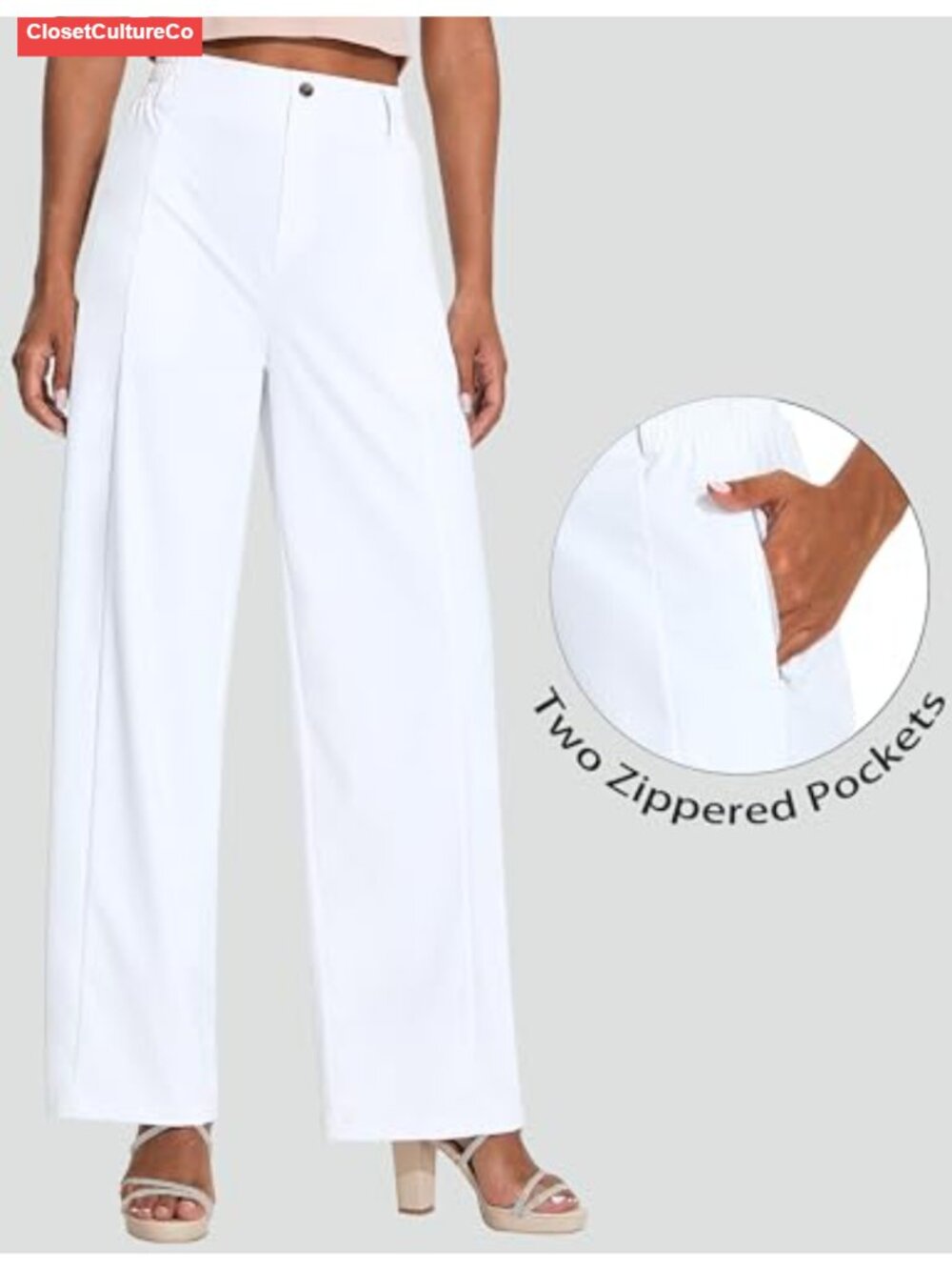 Wide Leg Pull-On Dress Pants UPF 50+ Stain Resistant Wrinkle Resistant - Picture 2 of 6